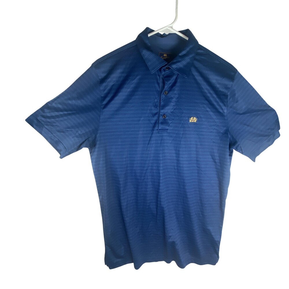Tourney Polo Shirt Mens Medium Blue Stripe Golf Performance Short Sleeve